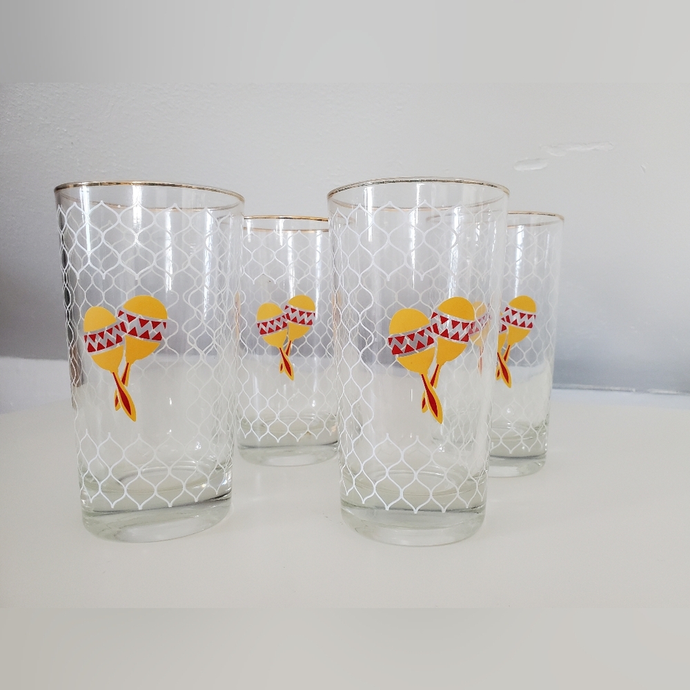 4 x Cutler Maraca Fiesta highball glasses